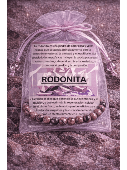 Pulsera 'Asha' de Rodonita 8mm | Amistad y amor