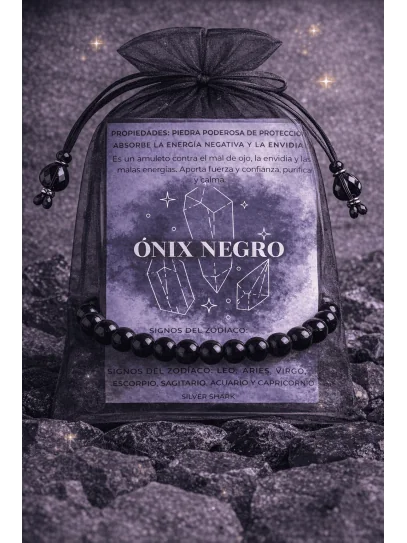 Polsera 'Asha' d'Ònix negre amb Buda 8mm | Protecció i mal d'ull