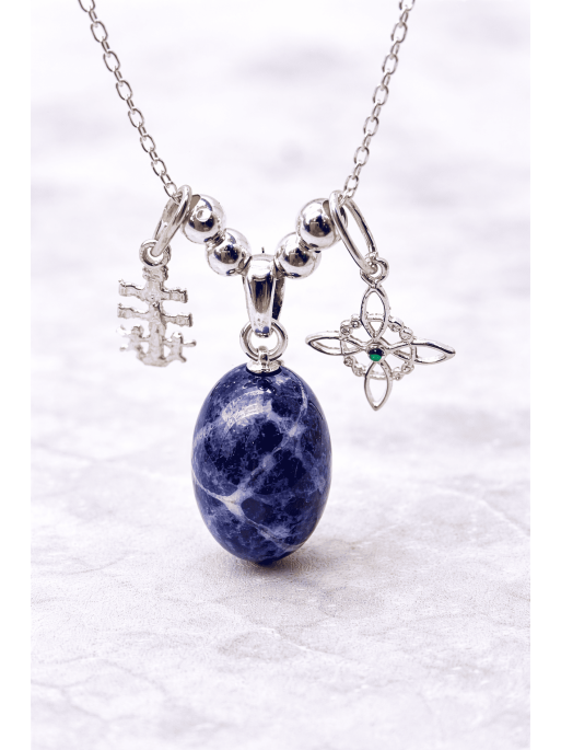 Sodalite Triple Protection Necklace | Intelligence and studies, exams or competitive exams