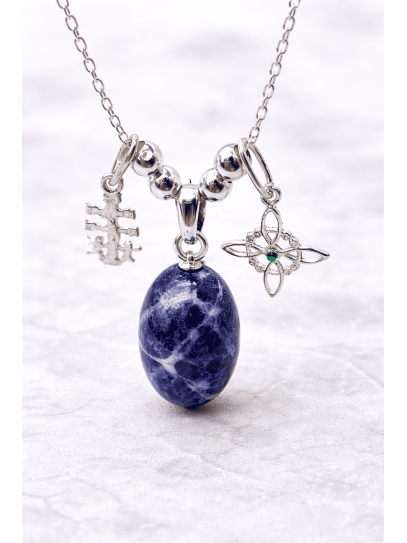 Sodalite Triple Protection Necklace | Intelligence and studies, exams or competitive exams