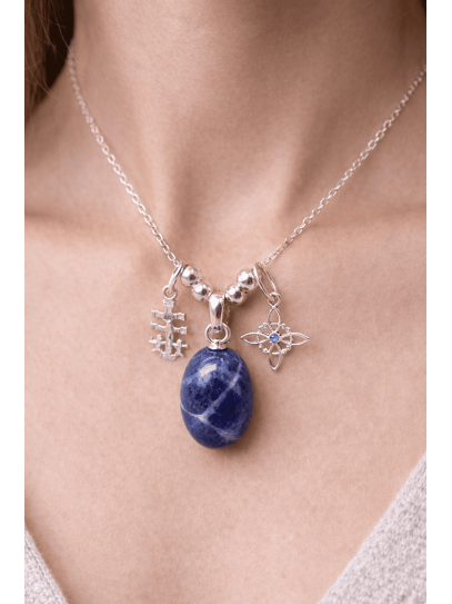 Sodalite Triple Protection Necklace | Intelligence and studies, exams or competitive exams