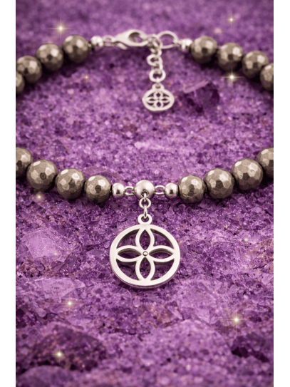 Pulsera sigilo de la abundancia de Pirita y plata - Atrae riqueza y prosperidad