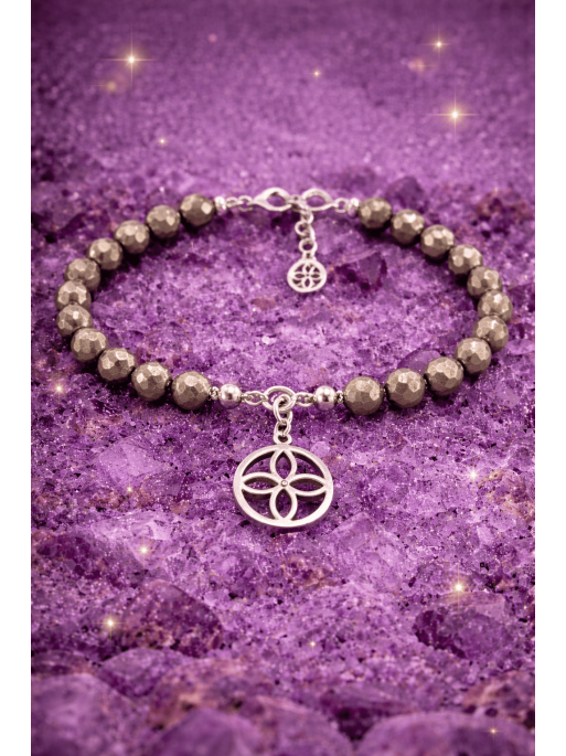 Polsera sigil de l'abundància de Pirita i plata - Atrau riquesa i prosperitat