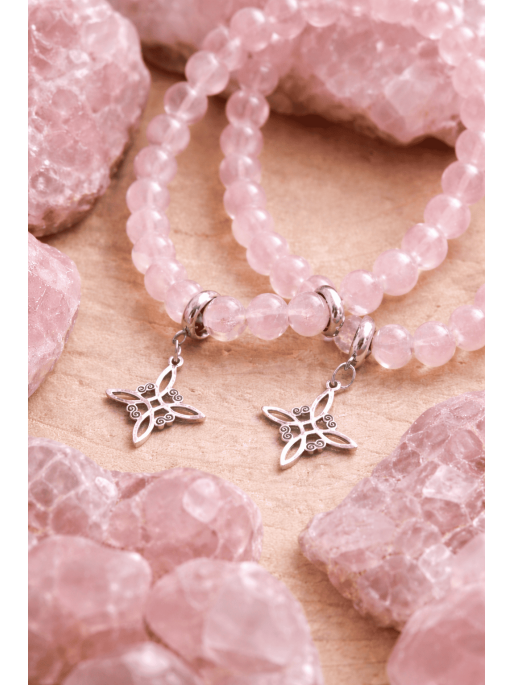 'Elly' Bracelet with Witch's Knot and 6mm Rose Quartz | Attracts love, love spells