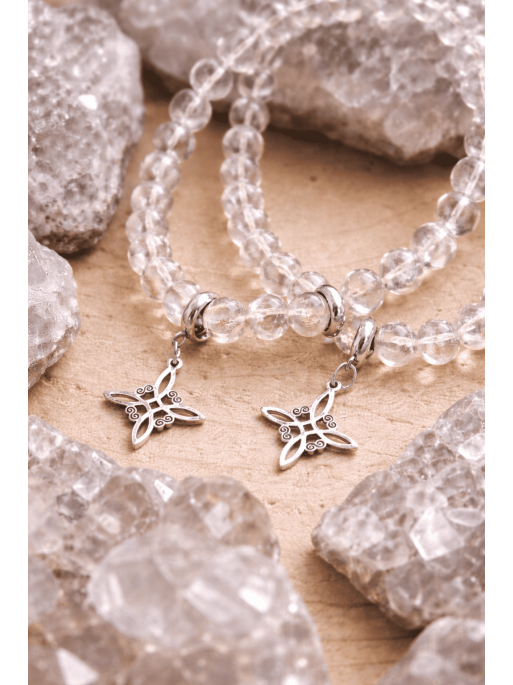 'Elly' Bracelet with Witch's Knot and 6mm Clear Quartz | Cleansing and Purification