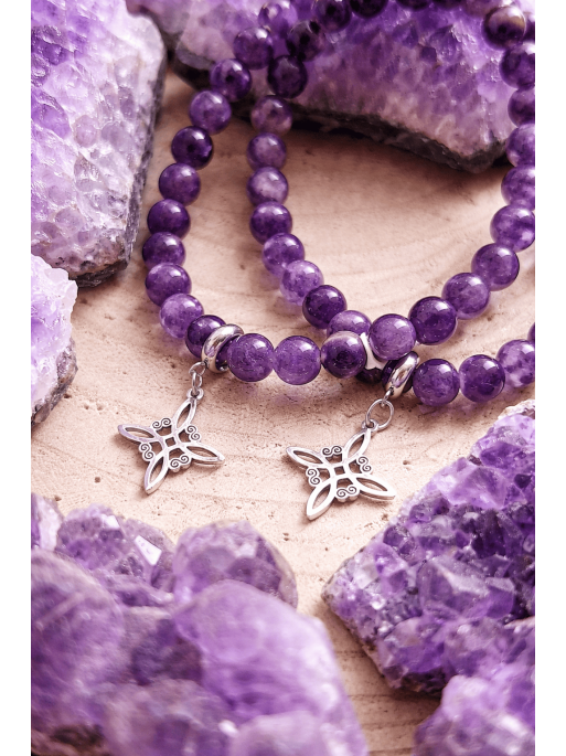 'Elly' Bracelet with Witch's Knot and 6mm Amethyst | Protection