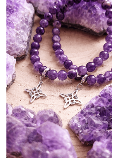 'Elly' Bracelet with Witch's Knot and 6mm Amethyst | Protection