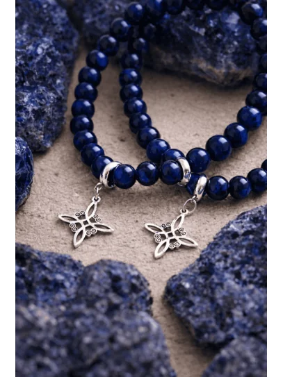 Pulsera 'Elly' de Nudo Brujas y Ojo de Tigre azul 6mm | Protección, abundancia