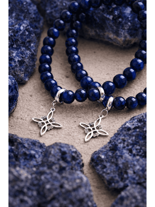 Pulsera 'Elly' de Nudo Brujas y Ojo de Tigre azul 6mm | Protección, abundancia