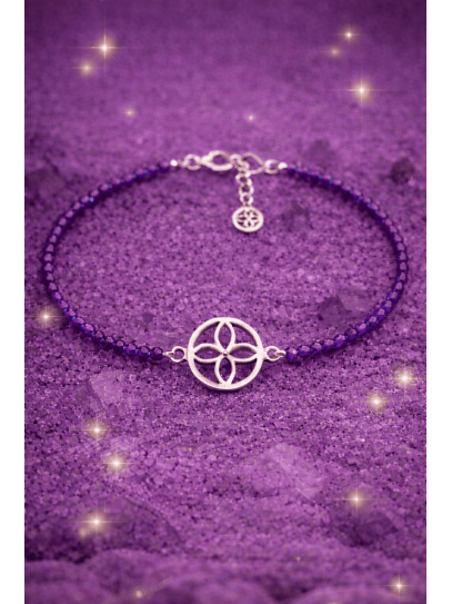 Pulsera poderoso imán del dinero del sigilo de la abundancia de Amatista y plata