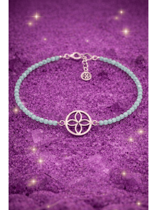 Pulsera poderoso imán del dinero del sigilo de la abundancia de Amazonita y plata
