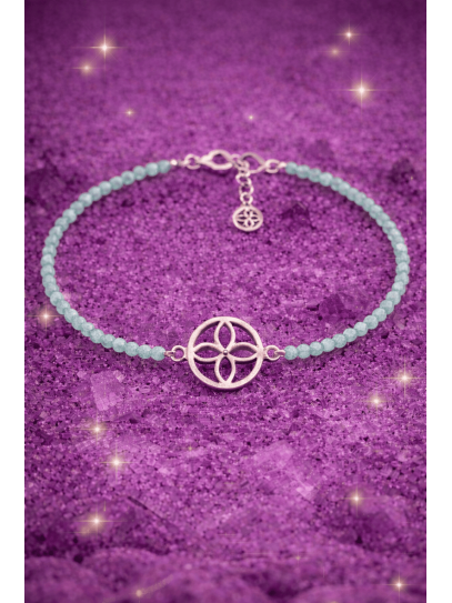 Pulsera poderoso imán del dinero del sigilo de la abundancia de Amazonita y plata