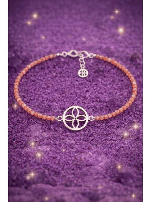 Polsera poderós imant dels diners del sigil de l'abundància de Quars rosa i plata