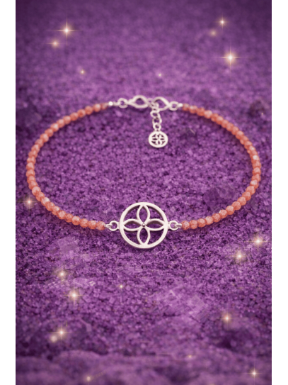 Pulsera poderoso imán del dinero del sigilo de la abundancia de Cuarzo rosa y plata