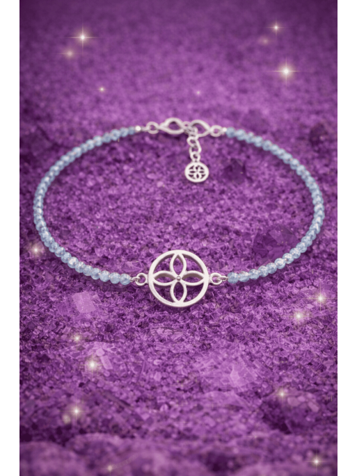 Pulsera poderoso imán del dinero del sigilo de la abundancia de Aguamarina y plata