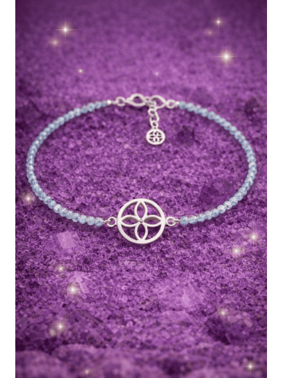 Pulsera poderoso imán del dinero del sigilo de la abundancia de Aguamarina y plata