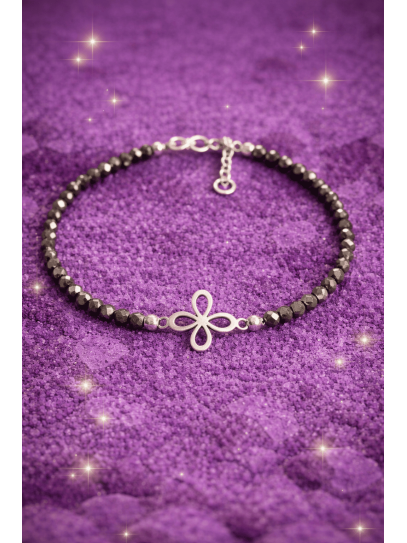 Polsera mini imant dels diners del sigil de l'abundància de Pirita i plata