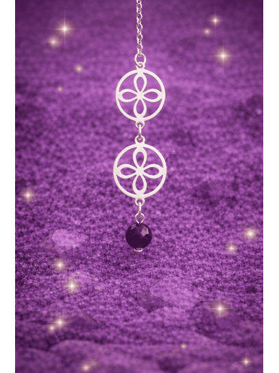 Triple protection necklace, sigil of abundance, amethyst and silver - Prosperity