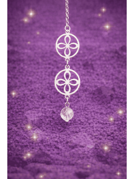 Triple protection necklace, sigil of abundance, made of Master Quartz and silver - Prosperity