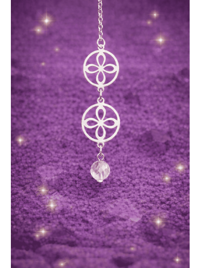 Triple protection necklace, sigil of abundance, made of Master Quartz and silver - Prosperity
