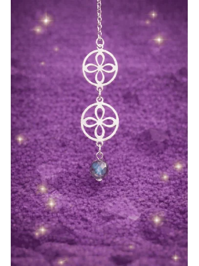 Collaret triple protecció sigil de l'abundància de Labradorita i plata - Prosperitat