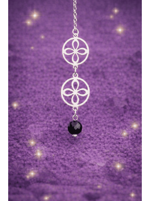 Triple protection necklace, sigil of abundance, black tourmaline and silver - Prosperity