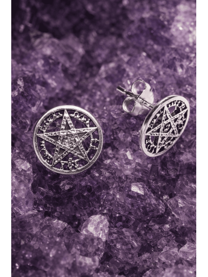 Pendientes de Tetragramatón de plata - Contra el mal de ojo y envidia
