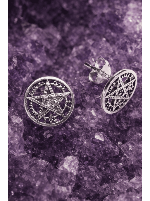 Pendientes de Tetragramatón de plata - Contra el mal de ojo y envidia