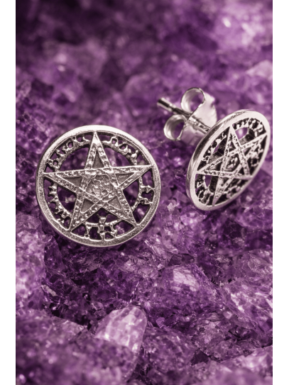Pendientes de Tetragramatón de plata - Contra el mal de ojo y envidia