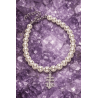 Pulsera de Perla natural y Protección divina ✨ Cruz de caravaca