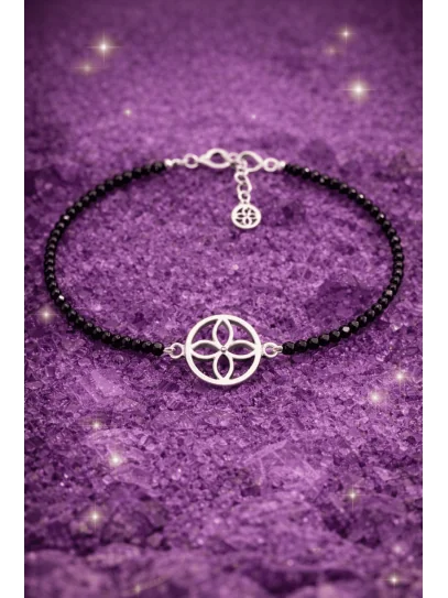 Powerful Money Magnet Bracelet of Abundance Sigil of Black Spinel and Silver