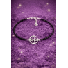 Pulsera poderoso imán del dinero del sigilo de la abundancia de Espinela negra y plata