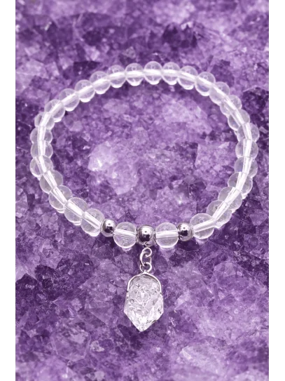 Pulsera Luz Cósmica ✨ de Cuarzo Herkimer de plata | Protección y limpieza