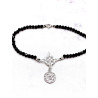 Pulsera Sagrada de Triple Protección 🔮 Plata · Nudo de Bruja · Tetragramatón · Espinela negra
