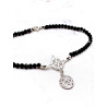 Pulsera Sagrada de Triple Protección 🔮 Plata · Nudo de Bruja · Tetragramatón · Espinela negra