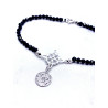 Pulsera Sagrada de Triple Protección 🔮 Plata · Nudo de Bruja · Tetragramatón · Espinela negra