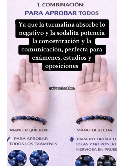 🔮 Pulsera Signo del Zodiaco Sagitario de Sodalita, Lapislázuli y Turmalina 6mm | Estudios