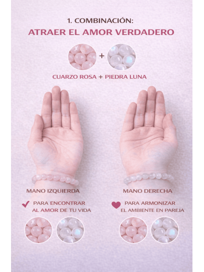 🔮 Pulsera Signo del Zodiaco Cáncer Brisa Amorosa 6mm | Cuarzo rosa y Piedra luna atrae el amor