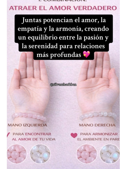 🔮 Pulsera Signo del Zodiaco Cáncer Brisa Amorosa 6mm | Cuarzo rosa y Piedra luna atrae el amor