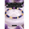 🔮 Pulsera Signo del Zodiaco Libra portal intuición de Citrino, Amatista y Lapislázuli 6mm 🔮 Poderes psíquicos