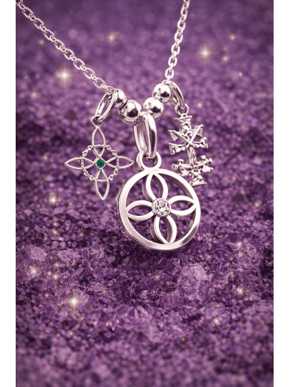 Triple protection necklace, sigil of abundance, witch's knot and silver - Prosperity