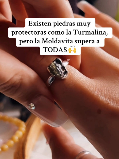 Anell Triple Dualitat Còsmica ✨ de Moldavita i Quars Hèrkimer | Protecció