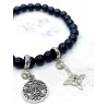 Black Obsidian Bracelet with Triple Silver Protection: Witch's Knot and Tetragrammaton