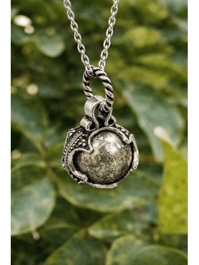 Triple 'Gotland' necklace of Pyrite, Witch's Knot and Caravaca Cross - Magnet of abundance