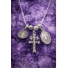 Triple Celestial Protection Necklace ✨ Caravaca Cross, Saint Benedict and Miraculous Medal