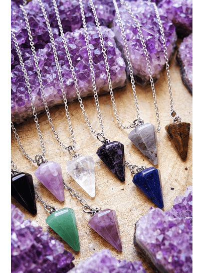 Péndulo collar 'Agatha' de piedra natural - Protección y curación
