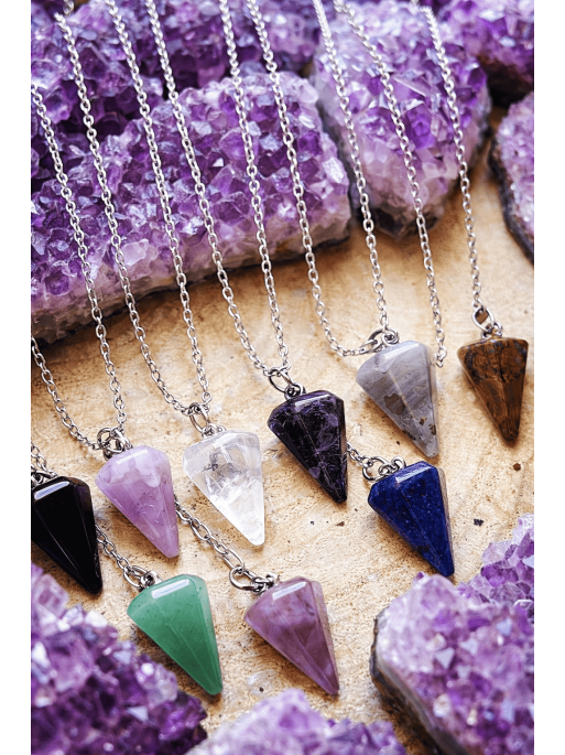 Péndulo collar 'Agatha' de piedra natural - Protección y curación