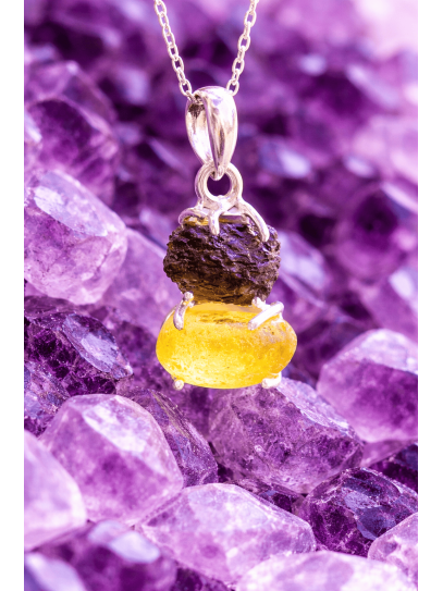 Collaret Fusió Còsmica ✨ de Moldavita i Citrí de plata | Protecció