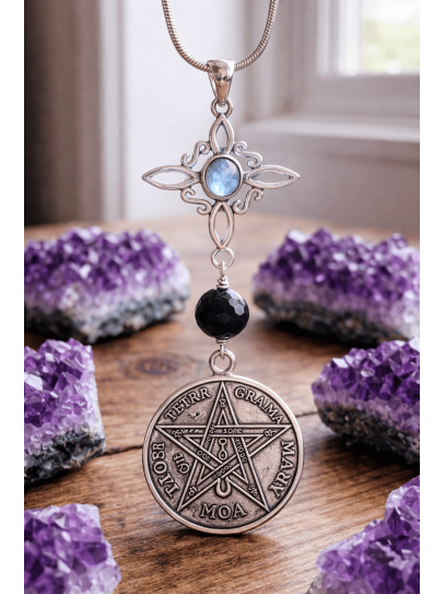 Collaret Nus Bruixes de Pedra lluna, Turmalina i Tetragramató - Doble protecció EXTREMA