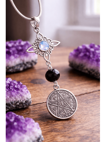 Collaret Nus Bruixes de Pedra lluna, Turmalina i Tetragramató - Doble protecció EXTREMA